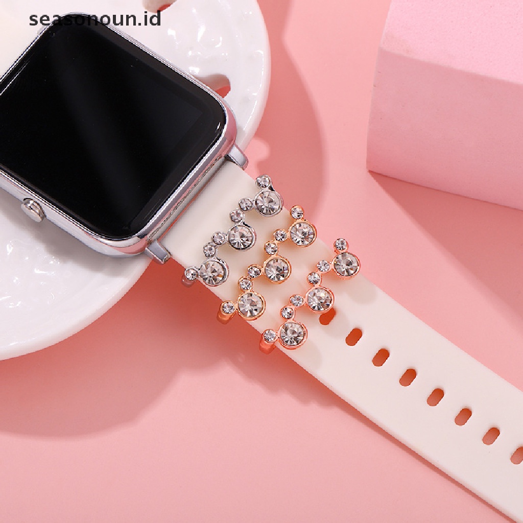 Seasonoun Gelang Jam Hias Charm Kartun Pesona Bulat Untuk Gelang Aksesoris Silikon.
