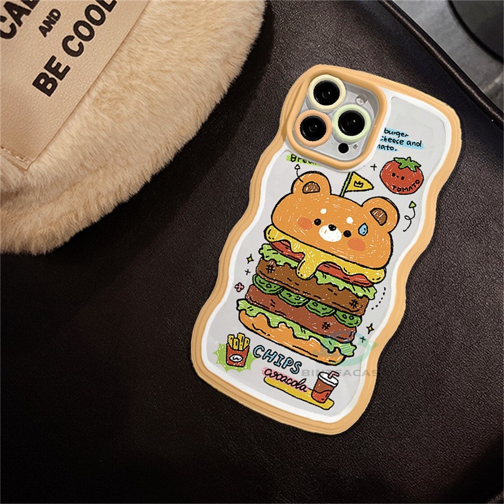 Redmi Note 11S 11 Pro Redmi 10C 10A 9A Note10 5G Note 10S 9C 9T Note9 Note8 Poco X3 Pro NFC M3 Pro Rabbit Bear Dan Doodle Hamburger Tepi Melengkung TPU Phone Case Binteacase