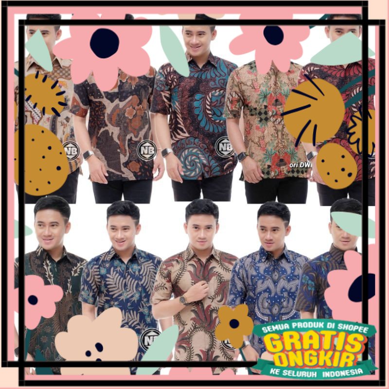 BATIK PRIA LENGAN PENDEK KEMEJA KASUAL KEMEJA BATIK KEMEJA PRIA / ungu