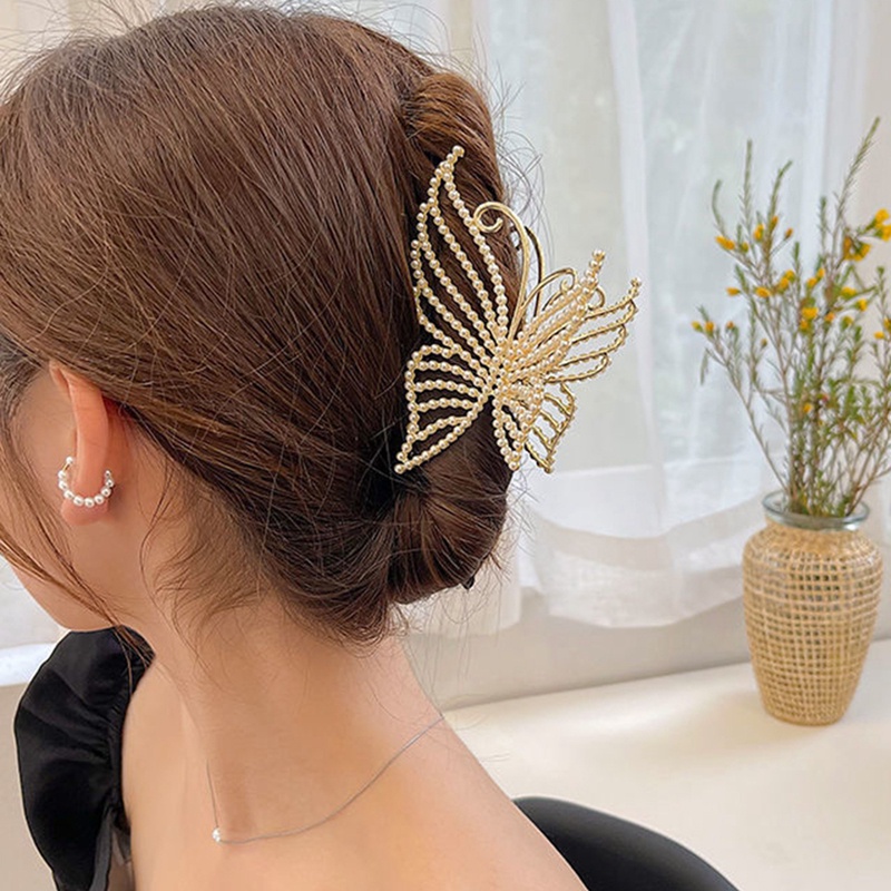 Fashion Logam Kerawang Rambut Cakar Kupu-Kupu Jepit Rambut Untuk Wanita Gadis Elegan Ponytail Claw Clip Vintage Hairpin Aksesoris Rambut