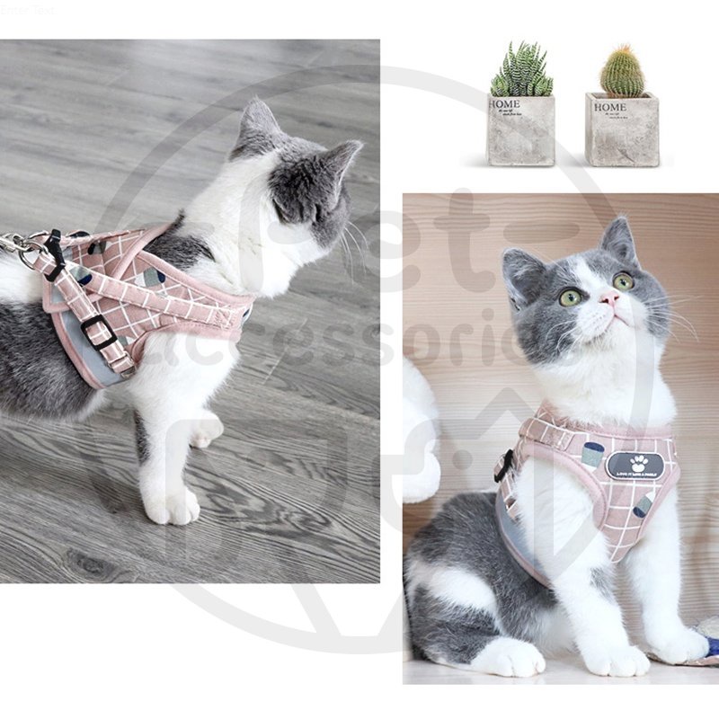 Rompi Kucing Tali Tuntun Kucing Harness Kucing Harness Anak Anjing  Leashes Hewan peliharaan