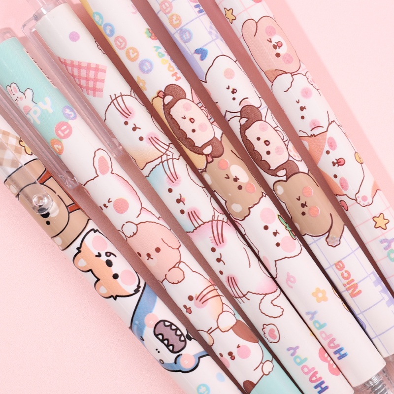 1 Pc Kawaii Lucu Press Pen Kartun Kucing 0.5 mm Hitam Tinta Gel Pulpen Siswa Menulis Alat Tulis Kantor Perlengkapan Sekolah