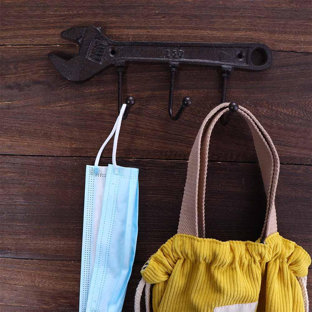 【 ELEGANT 】 Hook Cast Iron Retro Untuk Toko Bar Taman Gaya Industri Bentuk Spanner Metal Hanger