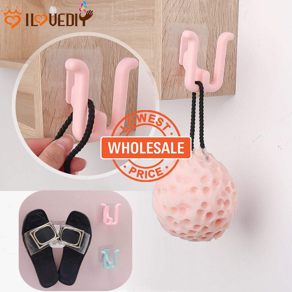 [Harga Grosir] Hemat Tempat Barang Finishing Rak Handuk Kalung Kunci Holder Dua Slot Sepatu Gantungan Hook Bantalan Kuat Organizer Alat Rak Saluran Sandal Tempel Dinding