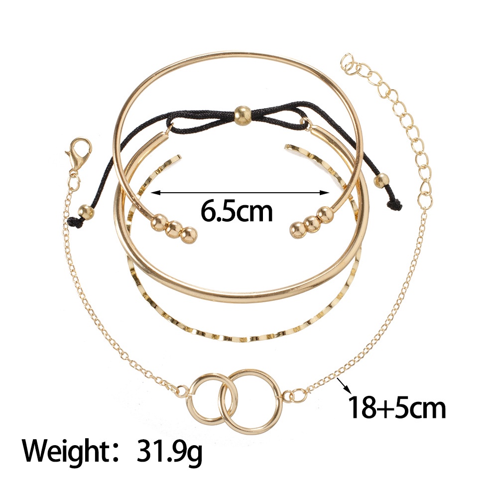 Modisfashion Desain Rasa Serut Kreatif Gelang Gaya Sederhana Geometris Bulat Gelang 4-piece Gelang Set