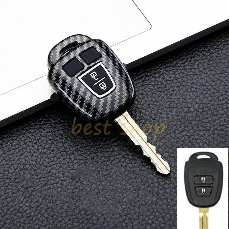 Case Kunci Mobil Carbon Fiber Toyota Vios Camry RAV4 2012-2015 Corolla 2014 2015 TOY43 Blade 2kancing Remote Car Key Shell Case Fob