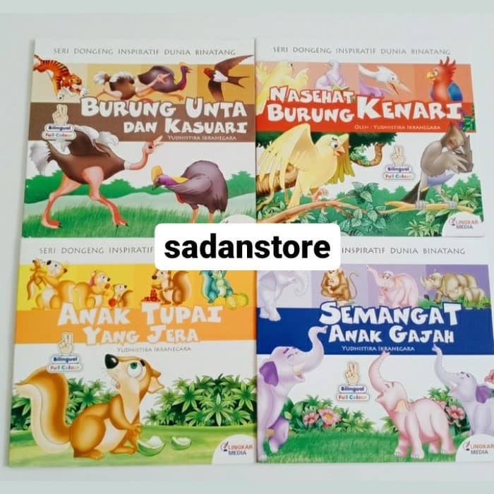 DISKON SHOPEE/ Paket 10 Pcs Buku Seri Dongeng Inspiratif Dunia Binatang Billingual -