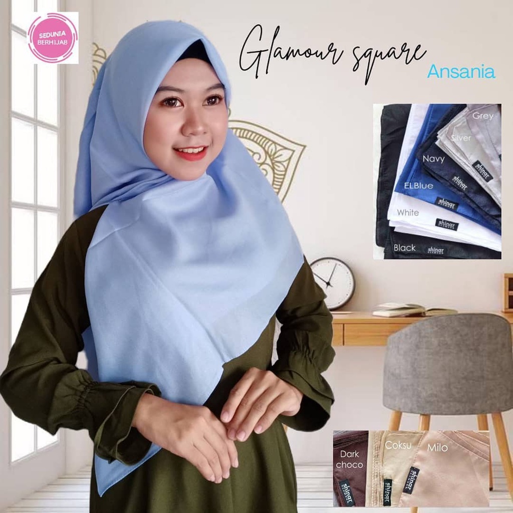 kerudung hijab / jilbab segi empat SHINAR GLAMOUR glitter glowing ansania dan azara original bahan m
