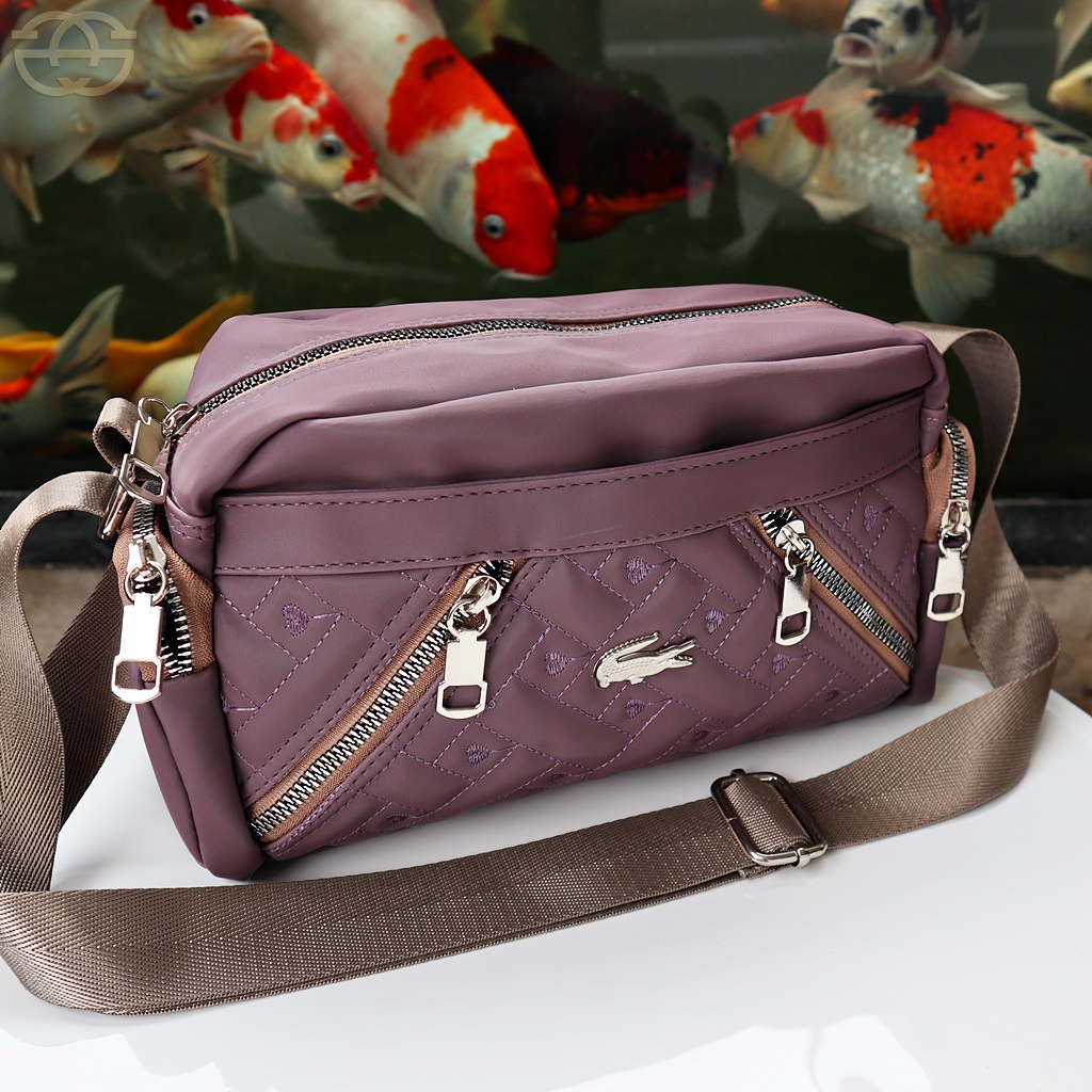 Slingbag 5 ruang Tas wanita selempang terbaru nilon super bordir elegan cewek 06-6834