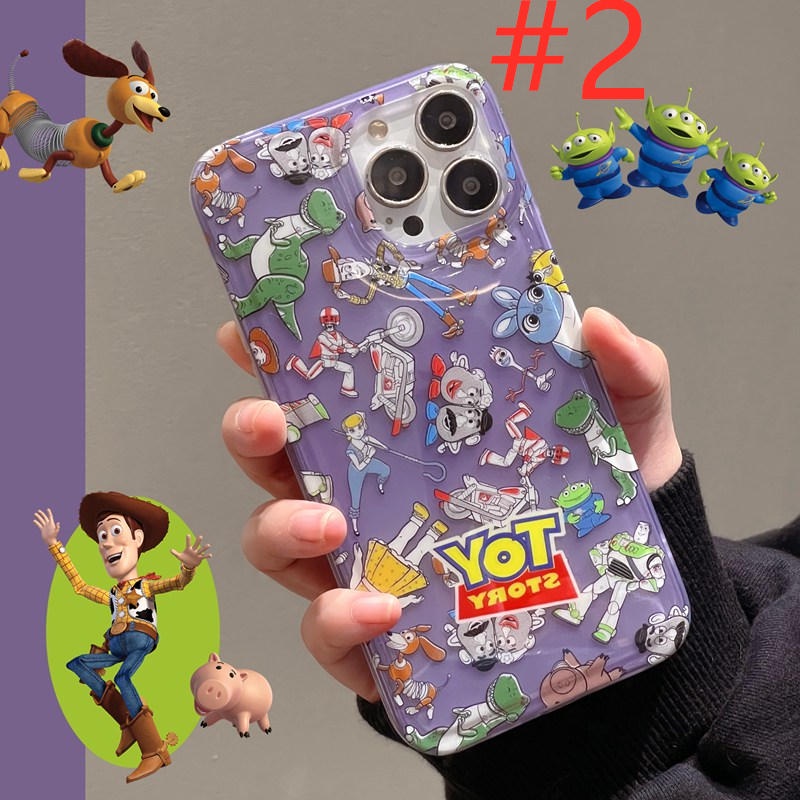 Fashion！Blue Purple Toy Story Soft Casing TPU Case iP iPhone 11 12 13 14 Pro Max + Plus High Quality FTD Cover