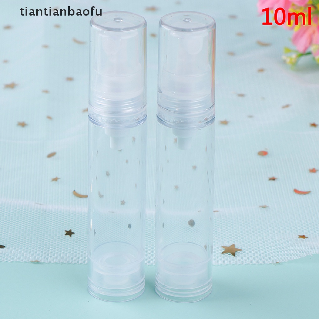 [tiantianbaofu] 2pcs5 /10 /15ml Botol Pompa Vakum Airless Kosong Isi Ulang Lotion Plastik Butik Perjalanan