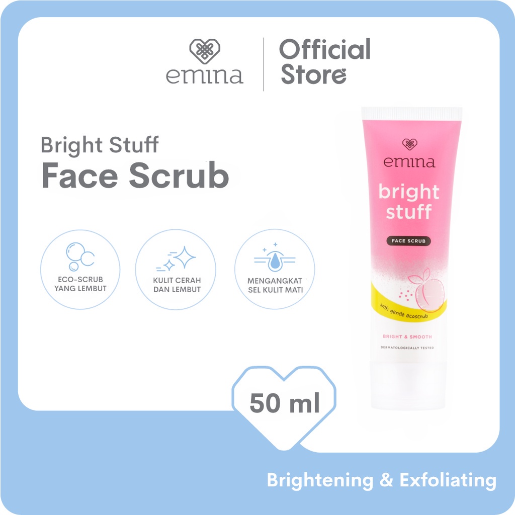 Emina Bright Stuff Face Scrub 50ml/ Emina Face scrub/ Face Scrub Murah/ Face Scrub Virral