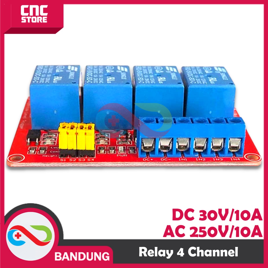 MODULE RELAY 4 CHANNEL 5V AKTIV HIGH ATAU AKTIV LOW DENGAN OPTOCOUPLER