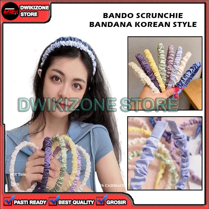 [DZS] BANDANA BANDO SCRUNCHIE KERUT RAMBUT PITA SATIN SILK AKSESORIS RAMBUT KOREAN FASHION