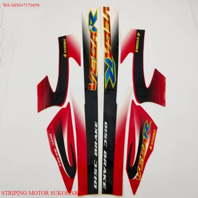 (ORI) striping sticker lis body yamaha vega r lama old thn 2002 2003 merah putih Stiker motor KUALIT