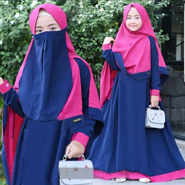 READY Baju Gamis Anak SHALIHA SYARI KIDS +KHIMAR+CADAR USIA 9-12 TAHUN - Navy