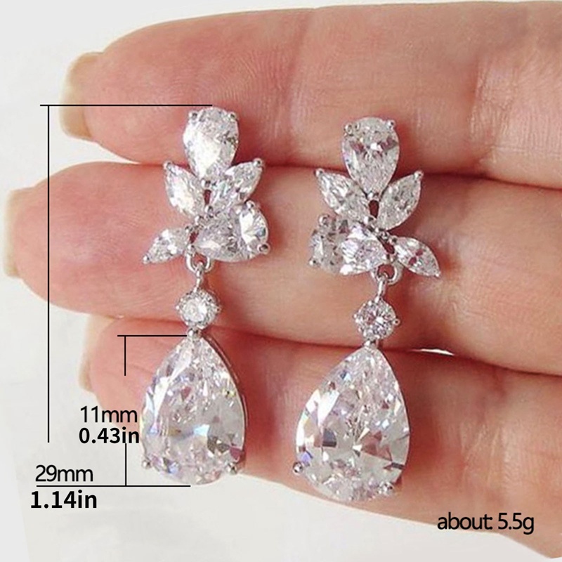 Transparan Cubic Zirconia Menjuntai Anting Wanita Untuk Pertunangan Pernikahan Anggun Lady's Earrings Pesta Fashion Perhiasan