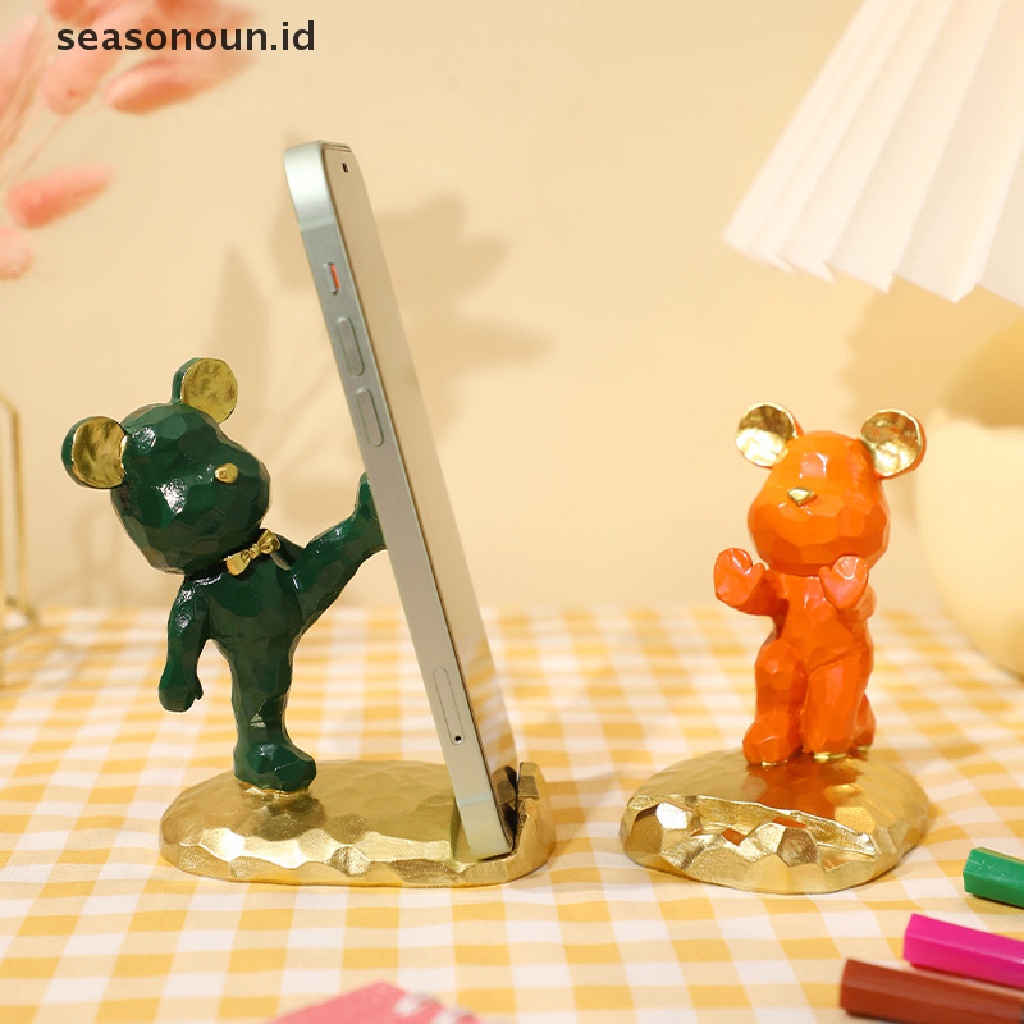 Seasonoun Cute Bear Phone Stand Untuk Dekorasi Desktop Universal Desktop Phone Stand Untuk Semua Tablet Smartphone Handphone.