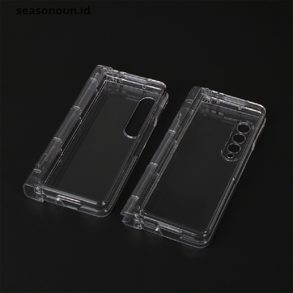 Seasonoun Full Cover Transparan Case Untuk Samsung Galaxy Z Lipat4 3 Phone Cover Dengan S Pen Fold Edition Pelindung Desain Pensil Z Fold4 Pelindung Hp.