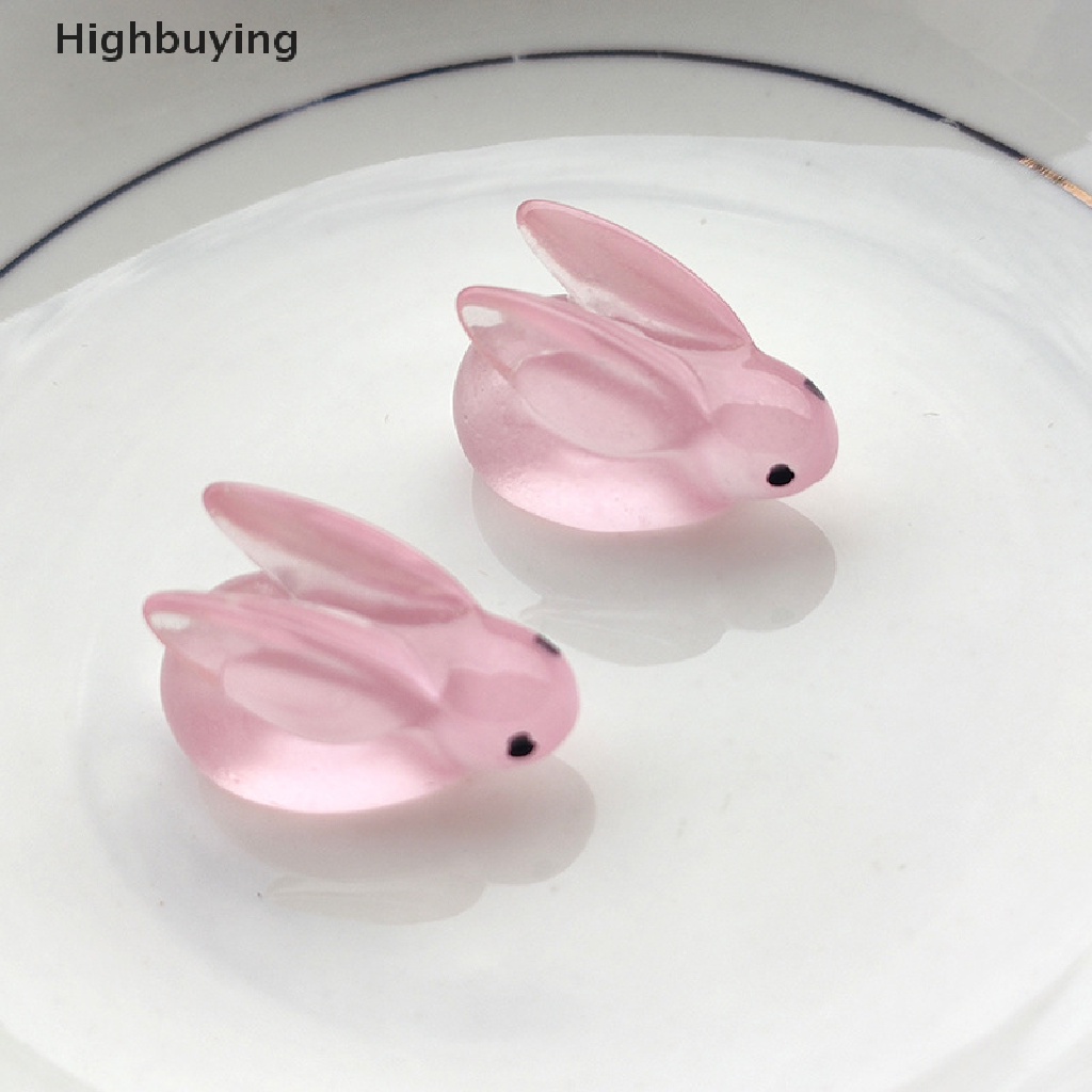 Hbid 10Pcs Luminous Bunny DIY Perhiasan Aksesoris Miniatur Lem Krim Patung Kecil Resin Hias Aksesoris Glory