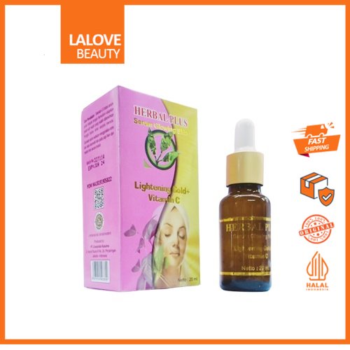 HERBAL PLUS SERUM GLOWING LIGHTENING GOLD VITAMIN C Mencerahkan dan Melembabkan Wajah