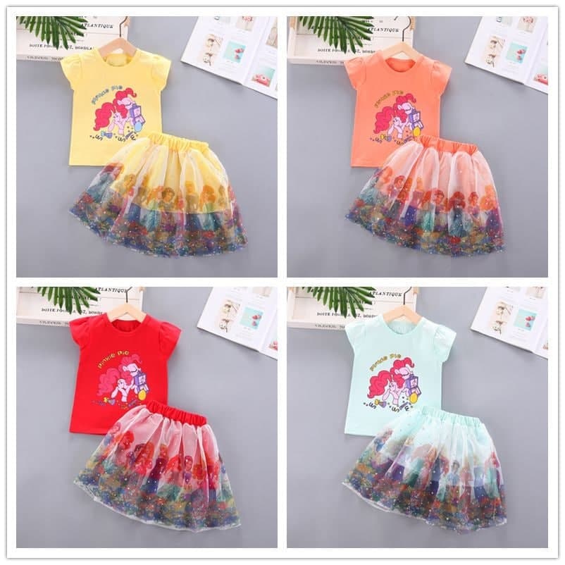 Setelan Anak Tutu Import Dres Dress Stelan Lucu Impor Poni Unicorn My Little Cotton Katun 2-4 Tahun