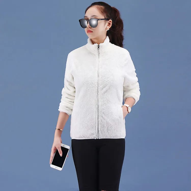 sweater wanita berkualitas - Beenle Jaket Sherpa Ziper.