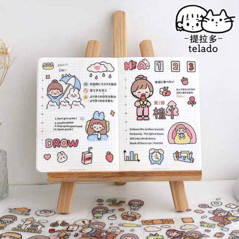 [100 Lembar] TELADO Stiker Aesthetic Lucu Stiker Decor