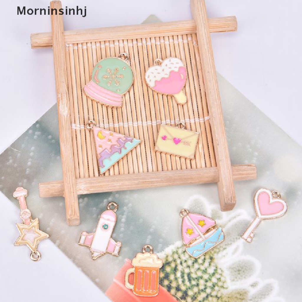 Mornin 10Pcs/Set Enamel Alloy Kapal Roket Bintang Ch Liontin Perhiasan DIY Membuat Craft id