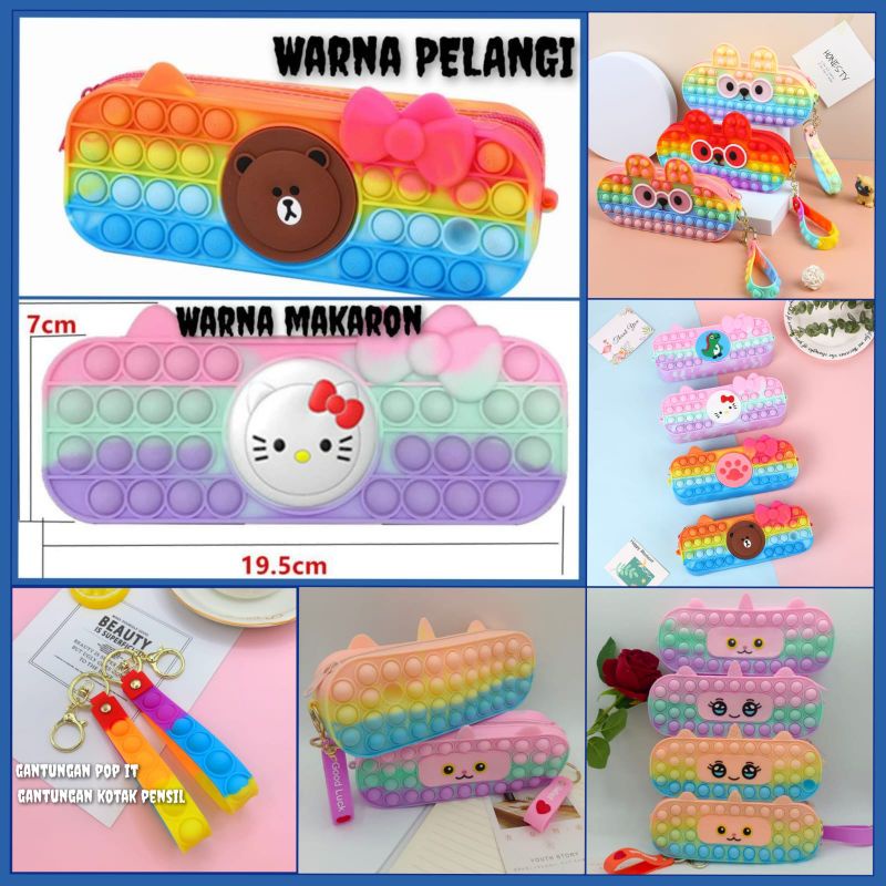 KOTAK PENSIL POP IT PELANGI DAN MAKARON KOTAK PENSIL KARAKTER TAS POP IT ANAK POP IT MAINAN ANAK POP IT KOTAK PENSIL POP IT