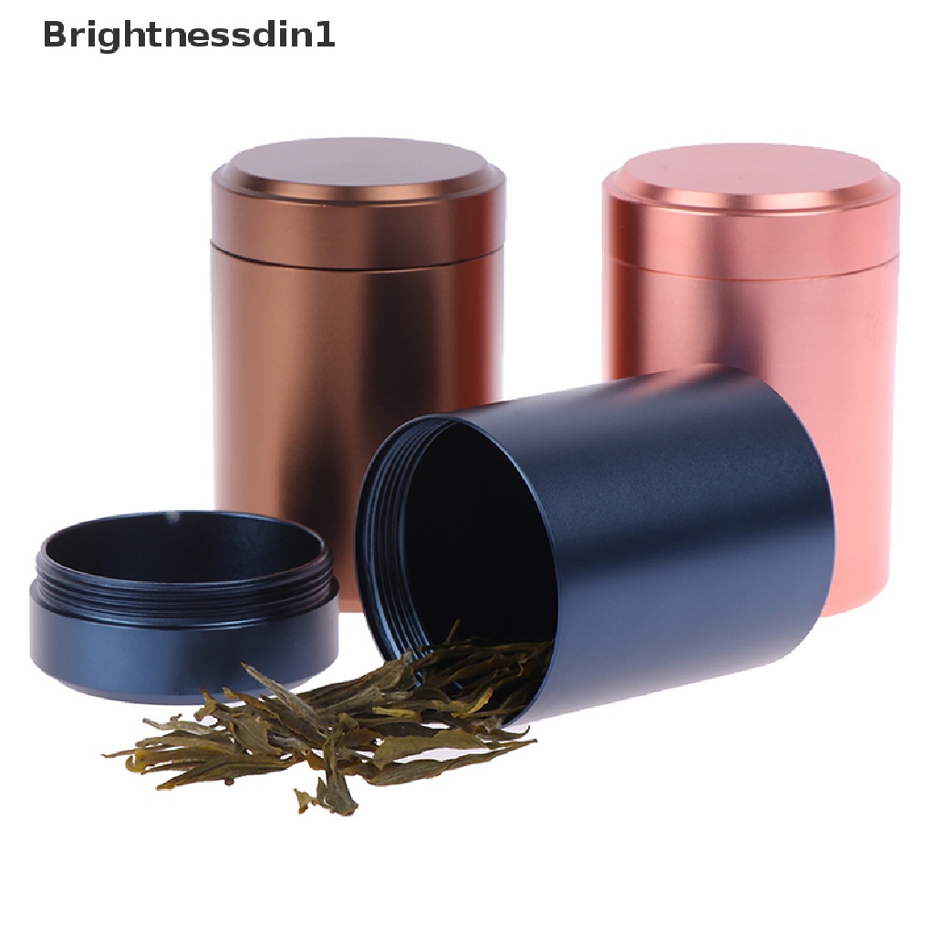 [Brightnessdin1] 1x Wadah Kedap Udara Aluminium Herb Stash Jar Metal Sealed Can Tea Jar Boutique