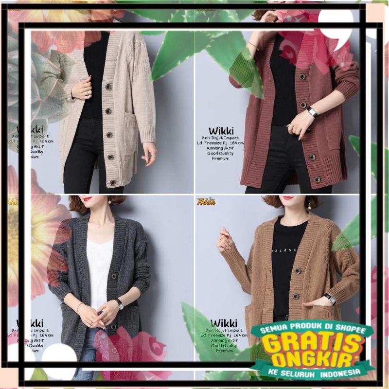 WIKKI • VISKA BY NDAN SWEATER / CARDIGAN RAJUT POLOS IMPORT TEBAL PREMIUM / suprise kado