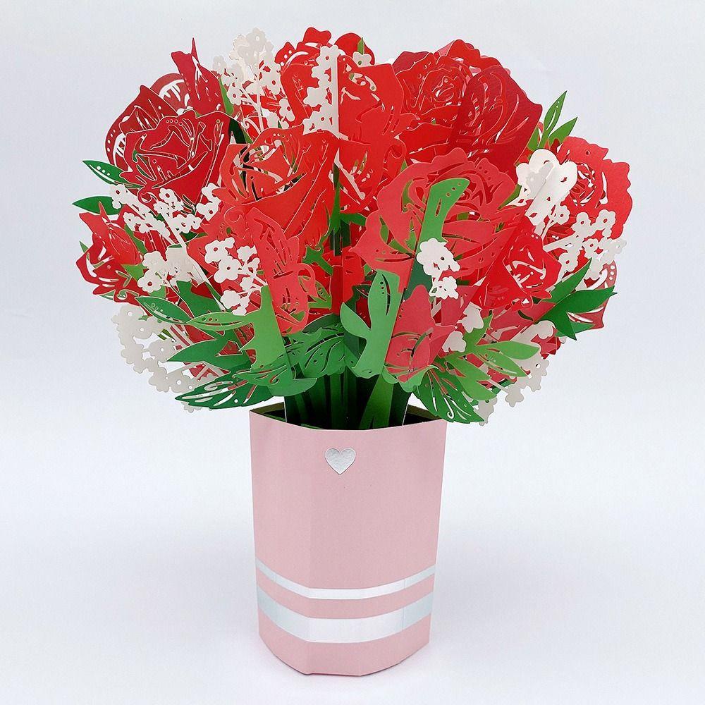 Pineapple Pop Up Bouquet Wedding Kartu 3D Bunga Matahari Mawar Selamat Hari Ibu
