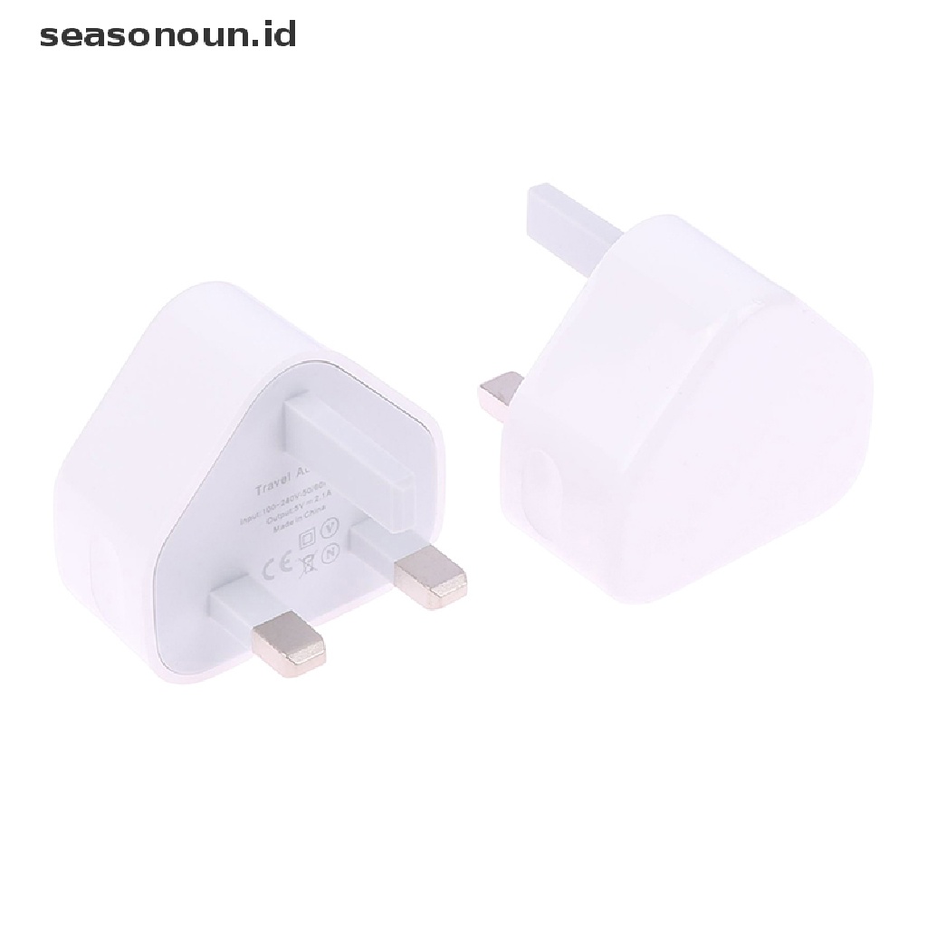 Seasonoun 2.4A Fast Dual Twin 2usb Port Charger Adaptor Colokan Listrik Dinding Colokan 3pin.