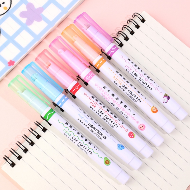 Diy Membuat Kartu Spidol Untuk Mewarnai Pola Lucu Garis Besar Spidol Tangan Copy Akun Curve Pen Cepat Kering Mark Notes Lukisan Stabilo Multi-Warna Gambar Curve Pen