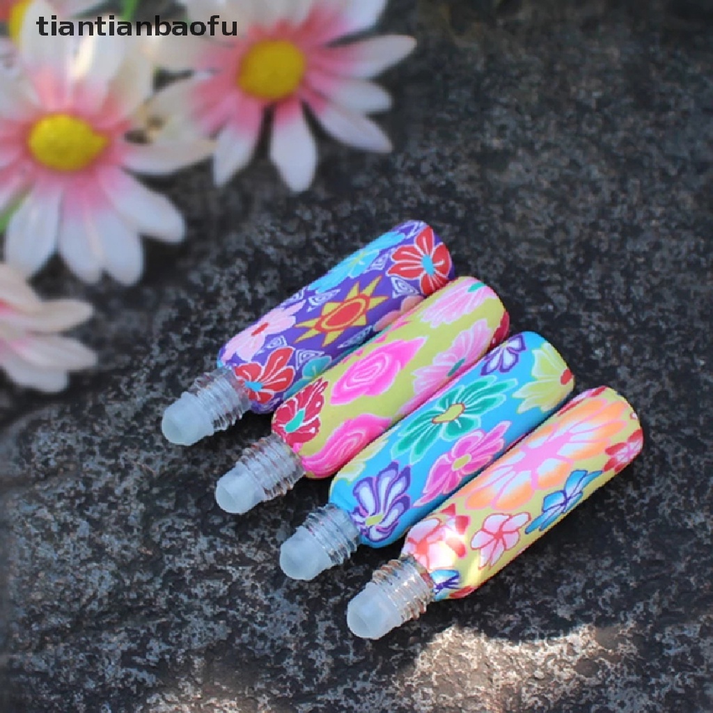 [tiantianbaofu] 5Pcs 10ml Glass Roll On Bottles Empty Polymer Clay  Roller Bottle Boutique