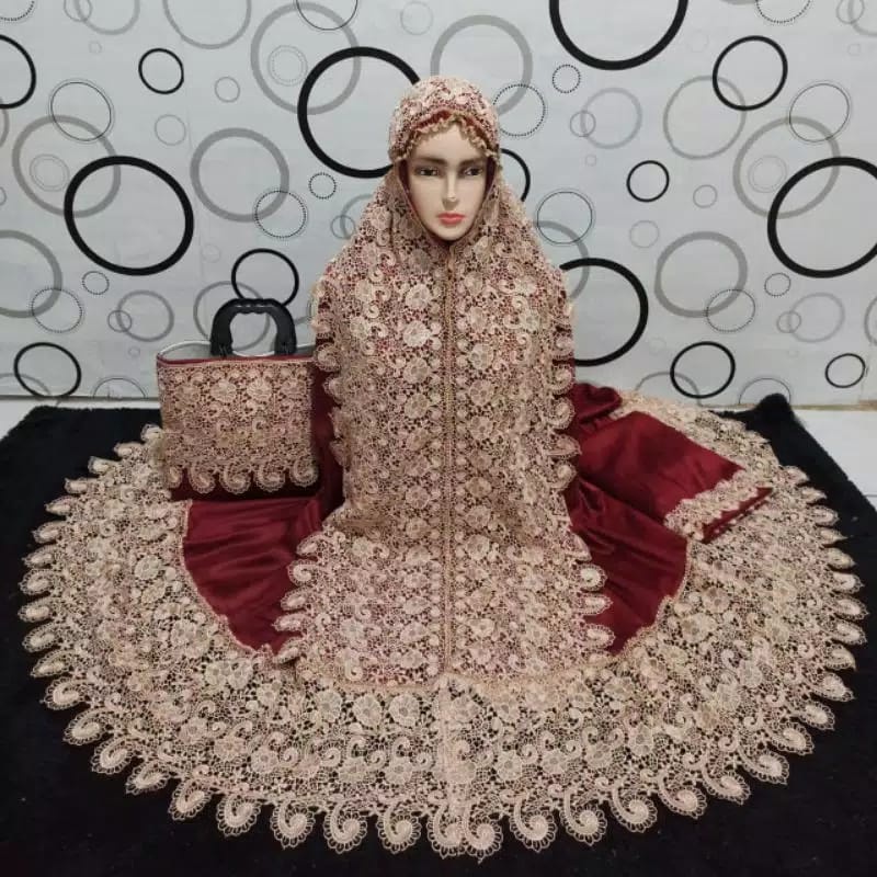 [Ready] Mukenah Wanita Dewasa Mukena Prada Renda Keong Princess Micro Jumbo Mukena Brownis Renda Keo