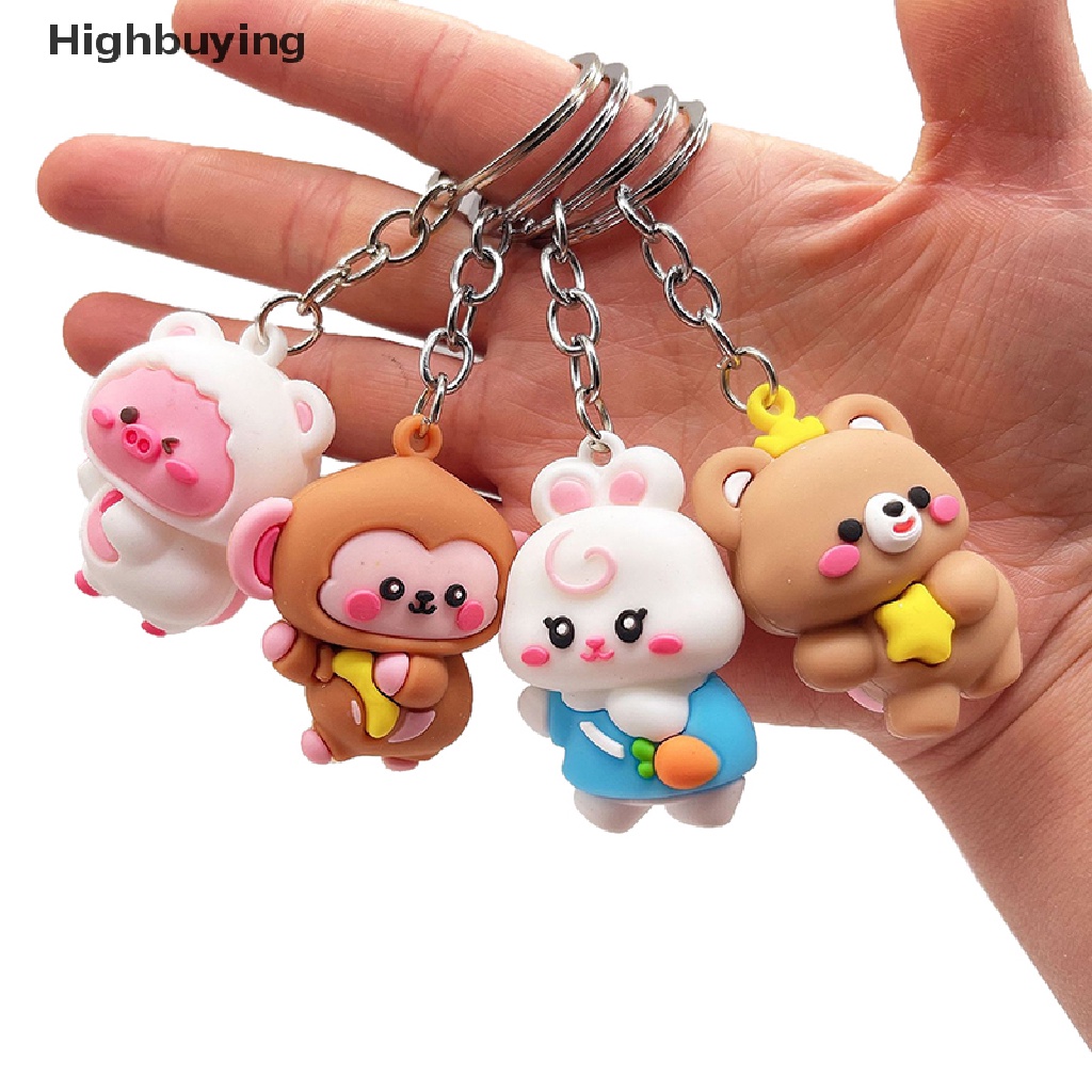 Hbid Kartun Pantat Lucu Tiga Dimensi Boneka Gantungan Kunci PVC Lem Lembut Monyet Babi Kelinci Beruang Tas Liontin Perhiasan Hadiah Glory