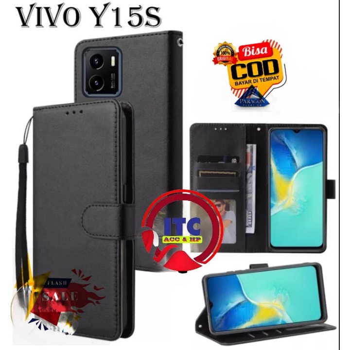 CASE PREMIUM FLIP KULIT DOMPET TYPE HP VIVO Y15S  Y15A Y01 DOMPET- FLIP COVER LEATHER-SARUNG HP PREM