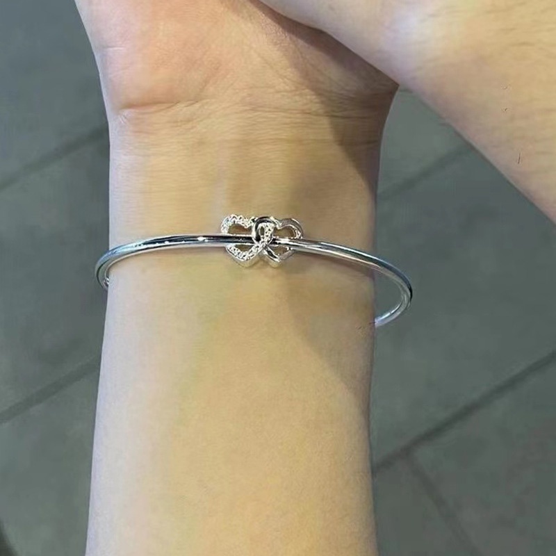 Gelang Tangan Push and Pull Hati Ganda Bahan Alloy Fashion Untuk Wanita