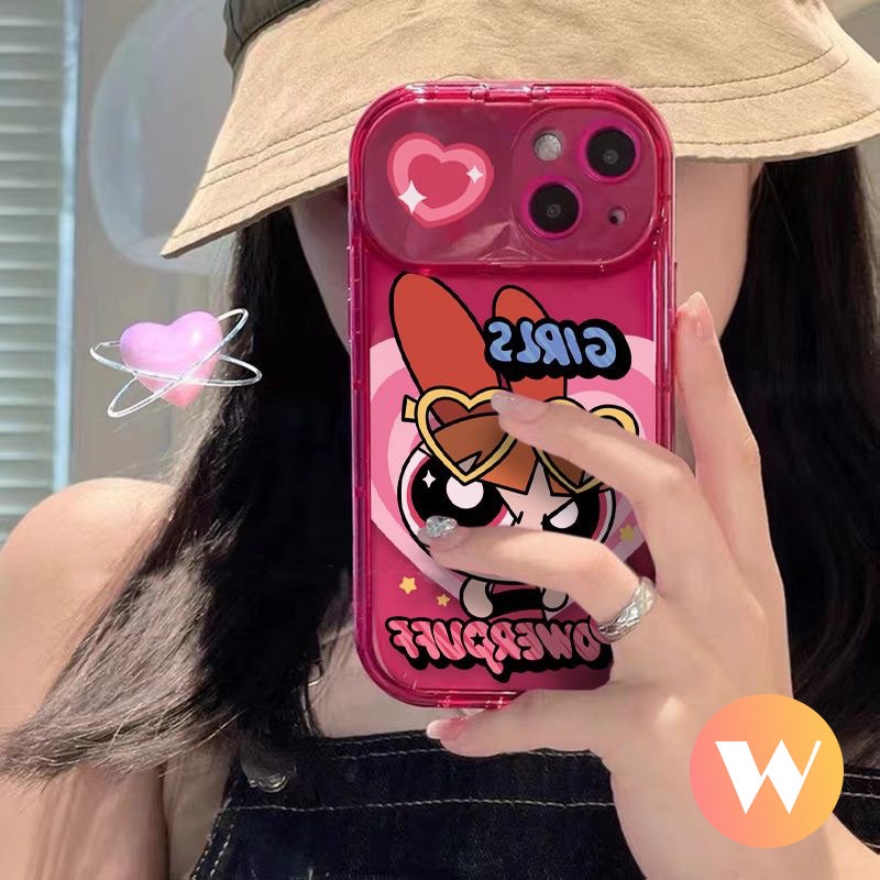 IPHONE Casing Cermin Make Up Flip Kreatif Kompatibel Untuk Iphone11 7Plus X XR XS Max12 11 14 13 Pro Max8 7 Plus SE 2020 Kartun The Powerpuff Girls Soft Tpu Phone Cover