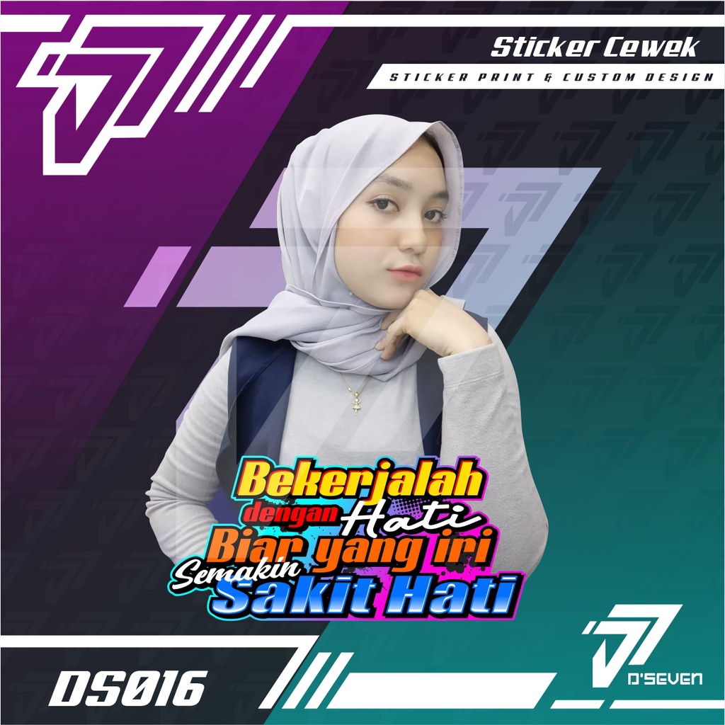 Stiker Foto Cewek Cantik Hijab Vector Custom Bisa Request Foto & Kata-kata - Stiker Mobil / Motor / 