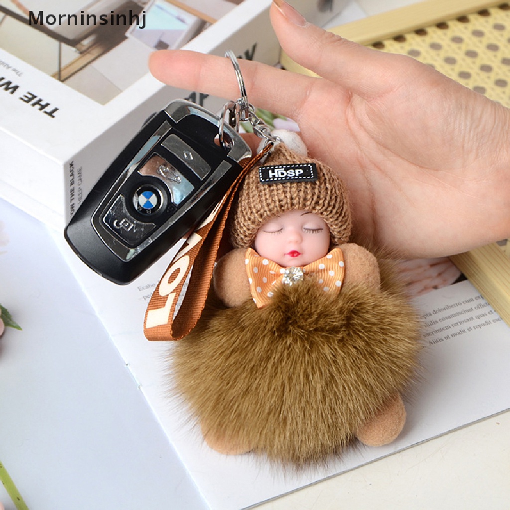 Mornin Gantungan Kunci Mewah Lucu Tidur baby doll Mainan Mewah kawaii keychain Tas Liontin id