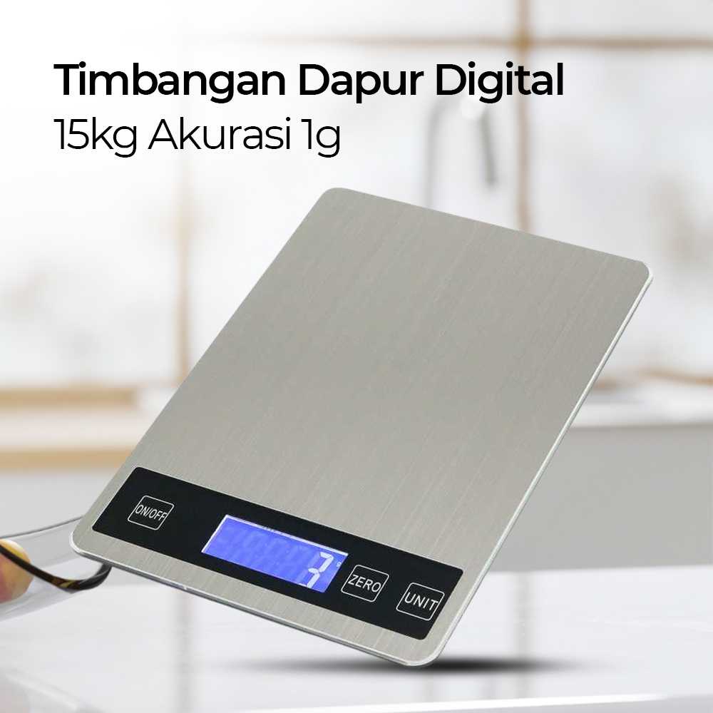 (BISA COD) FTIHSHP DHOME Timbangan Dapur Digital Kitchen Scale 15kg Akurasi 1g - JJ210