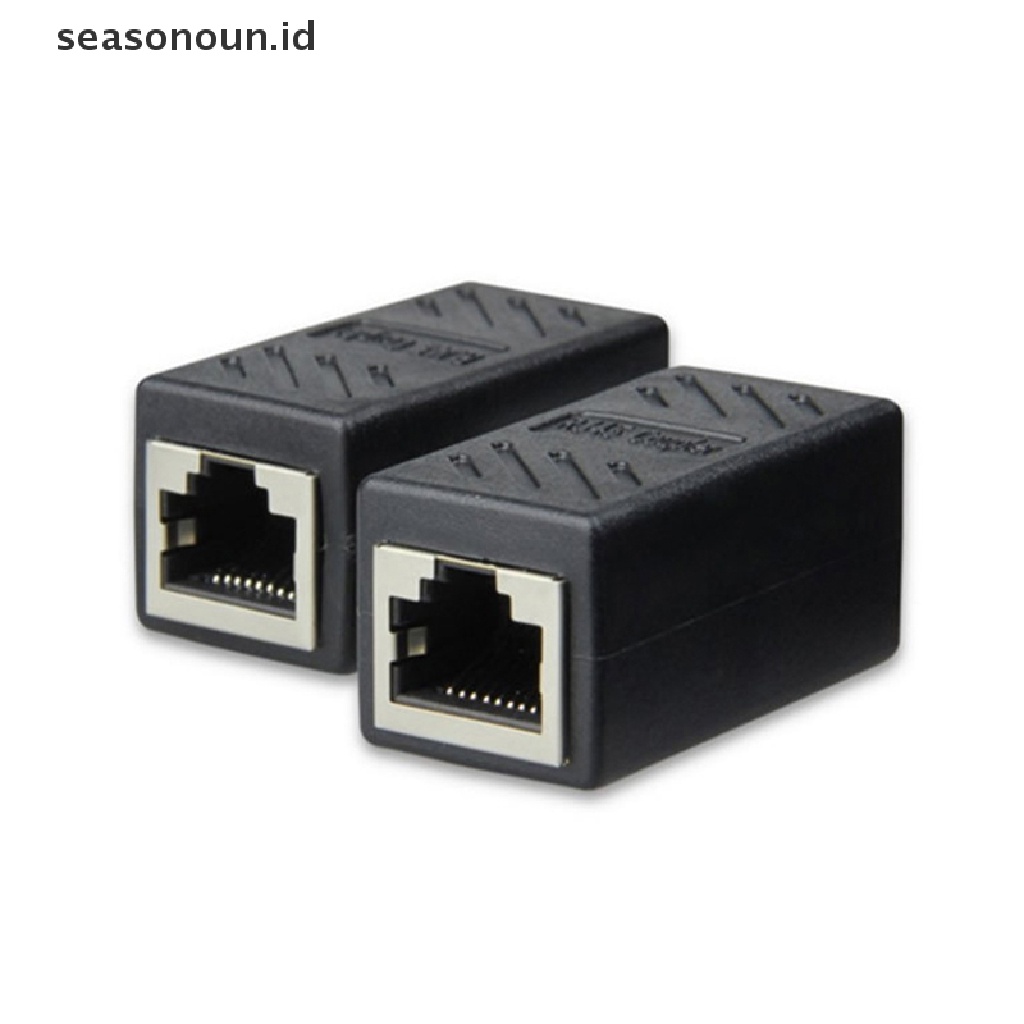 Seasonoun RJ45 Kabel Jaringan Eterna Female Splitter Adapter Connector Splitter Extender Plug Network Cable Extension Connector Double Head Connector.