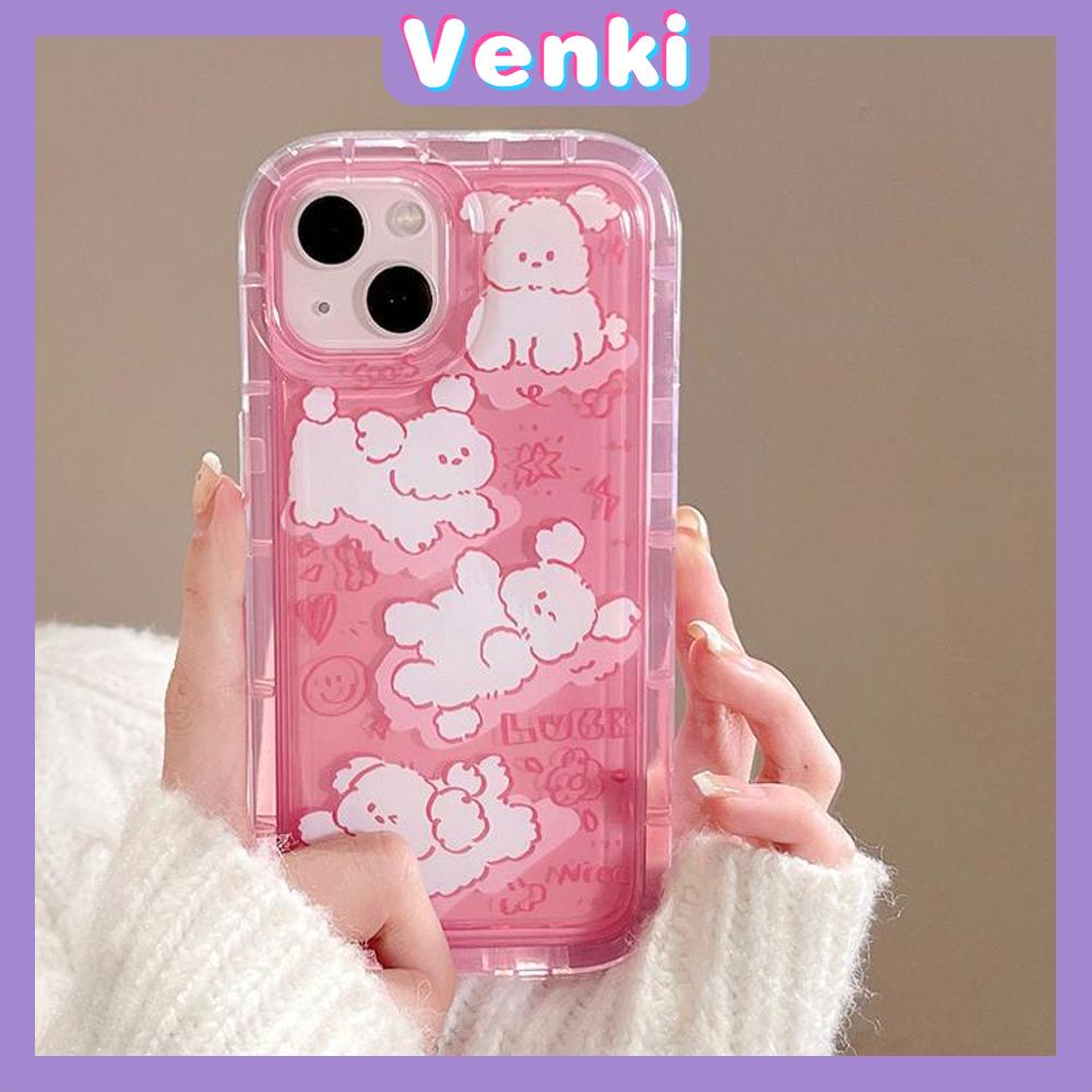 Case For iPhone 14 Pro Max Soft TPU Clear Pink Blue Jelly Airbag Case Cute Rabbit and Dog Camera Protection Shockproof For iPhone 14 13 12 11 Plus Pro Max 7 Plus X XR