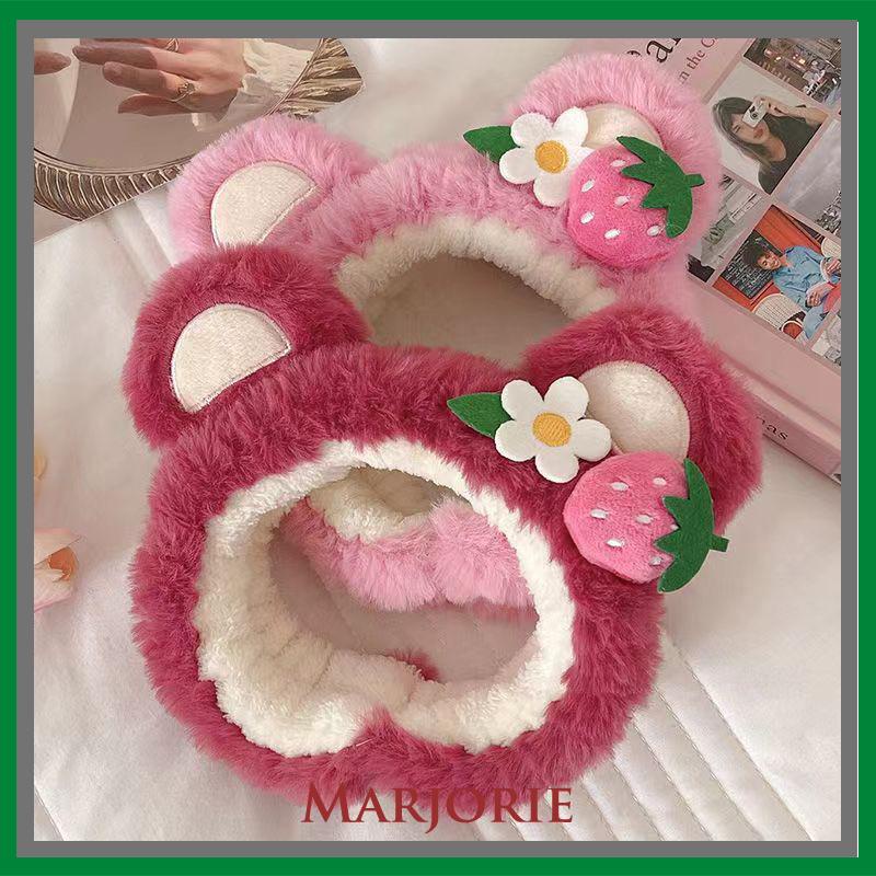 Mewah Strawberry Bear Bando Wanita Cuci Muka Ikat Kepala Lucu Jepit Rambut Bulang-MJD