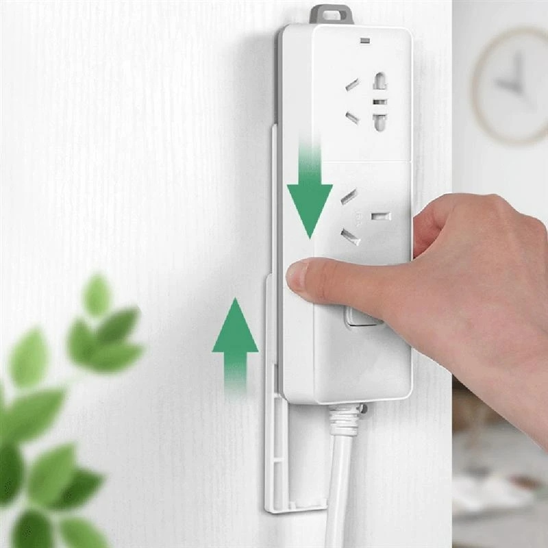 Self-adhesive Desktop Socket Fixer Plug-in Removable Wall Mounted Fixer Punch Free Row Plug Holder Untuk Dapur Rumah Kantor Kabel Organizer Hiasan Dinding Power Strip Holder Fixator