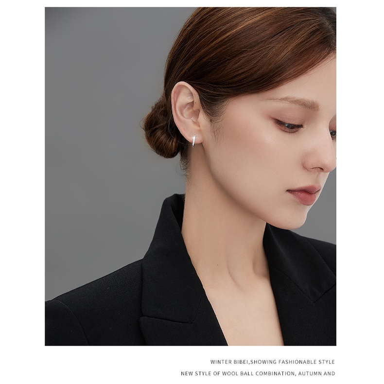 Anting Sterling Silver925 Dengan Giwang Zircon Baris Satu Untuk Wanita