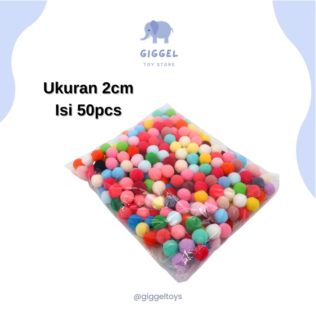 [ Giggel ] POMPOM 3cm 2cm/ bola bulu sorting color mengenal warna /bola bulu untuk menghitung/ sensory toys/ mainan anak